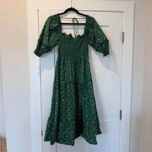 Hill House Nesli Dress Emerald Trellis Medium
